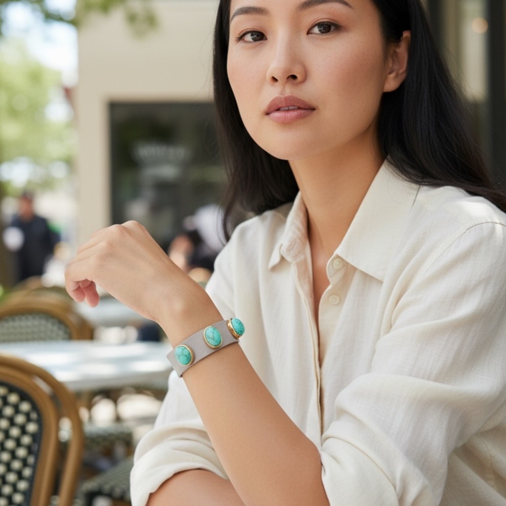 Farah Jewelry Blue and Gold Bracelet with Striking Design